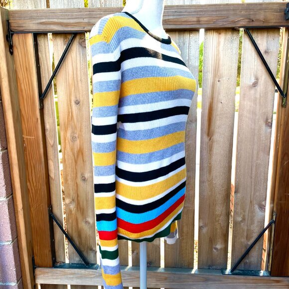 Stripe Sweater Top Knit Long Sleeve Pullover Rainbow NEW Size Juniors XL - Picture 2 of 7